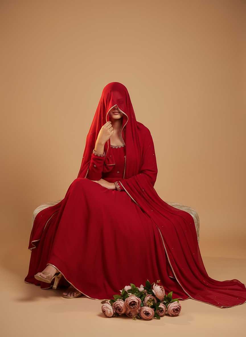 Iraayah Rouge – Crimson Grace Anarkali Set